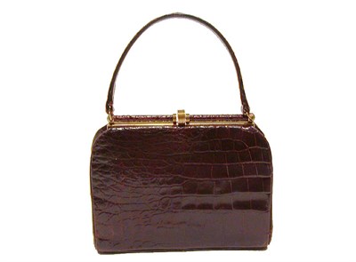 Lot 2296 - Bellestone Brown Alligator Handbag Of square...