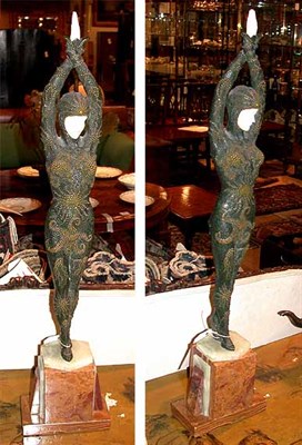 Lot 507 - Art Deco Style Patinated-Metal and Bone Figure...