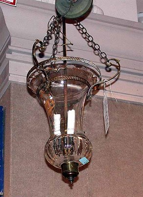Lot 435 - Continental Enameled Cut Glass Lantern