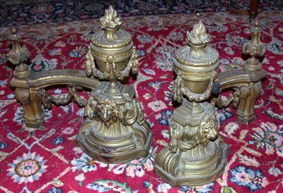 Lot 550 - Pair of Louis XVI Style Brass Chenets