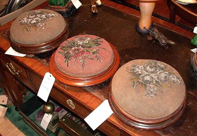 Lot 556 - Group of Three Victorian Beaded Mahogany...
