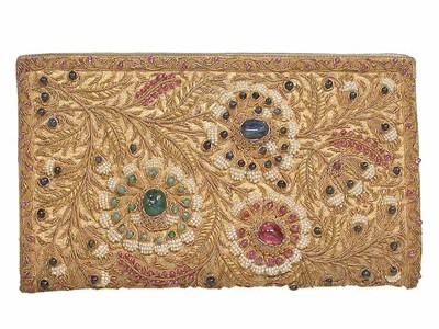 Lot 2238 - Jeweled Indian Bag Of rectangular shape, gold...