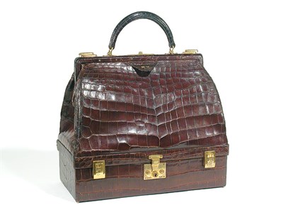 Lot 2281 - Hermes Alligator Sac Malette 1950s Of mahogany...