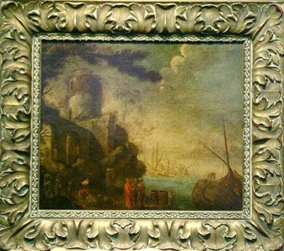Lot 21 - Italian School 18th Century FIGURES IN A PORT...