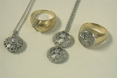 Lot 370 - Four Assorted Gold and Diamond Jewelry Items