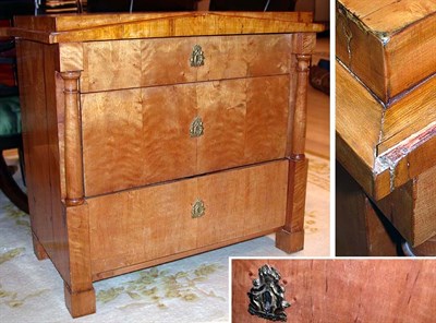 Lot 2511 - Biedermeier Birch Three-Drawer Commode Height...