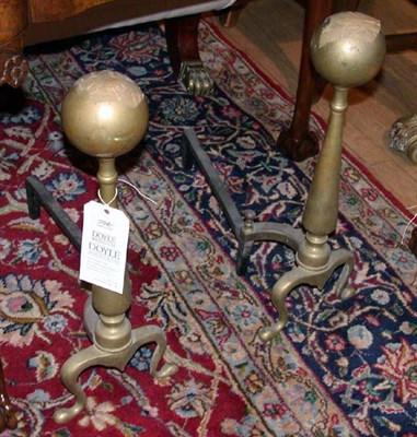 Lot 514A - Pair of Federal Style Brass Andirons
