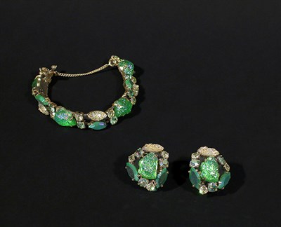 Lot 2322 - Schiaparelli Opalescent and Rhinestone Demi...