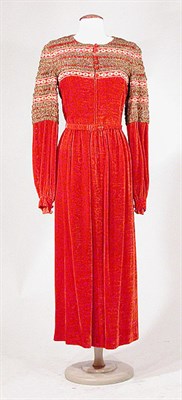 Lot 3440 - Lanvin Flame Moire Velvet Evening Dress French,...