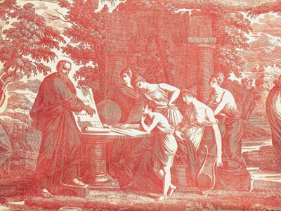 Lot 2411 - Brick Red Cotton Toile Panel Nantes (Favre,...
