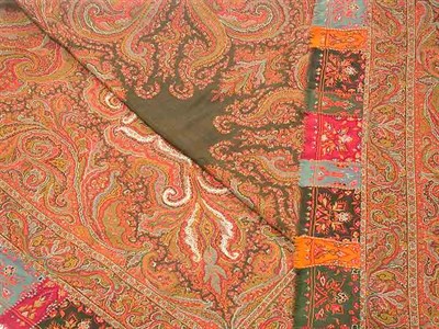 Lot 2414 - Lady's Paisley Wool Shawl 1840-1860 With black...