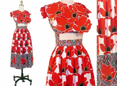 Lot 2075 - Donald Brooks Applique Poppy Sundress American,...