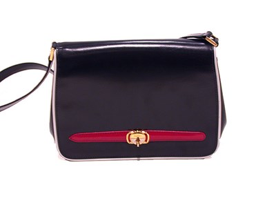 Lot 2300 - Gucci Navy with Red Trim Leather Shoulder Bag...