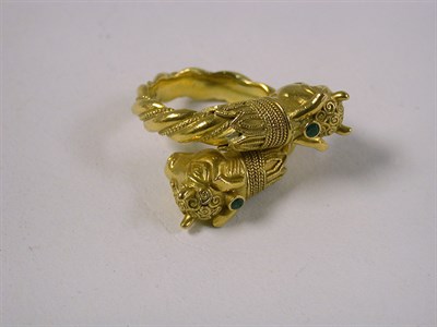 Lot 264 - Gold Double Bull's Head Ring