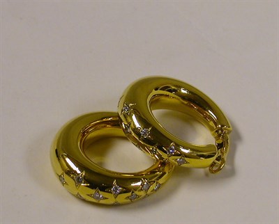 Lot 399 - Pair of Gold and Diamond Earrings