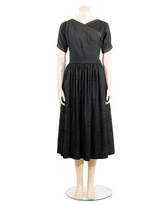 Lot 2026 - Clare McCardell Embroidered Black Wool Dress...