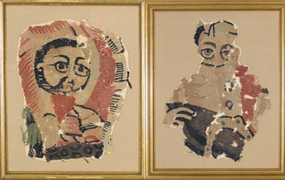 Lot 2426 - Pair of Framed Rare Fiume Coptic Textiles...