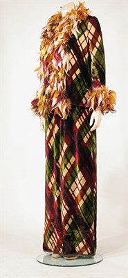 Lot 3564 - Bill Blass Velvet Plaid and Feather Trim...