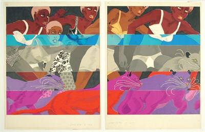Lot 2382 - Antonio Lopez Fashion Dyptich Collage and ink,...