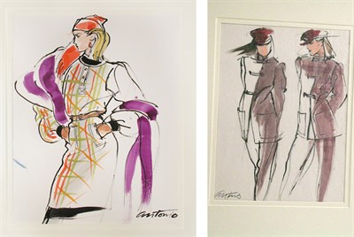 Lot 2380 - Two Antonio Matted Fashion Illustrations For...