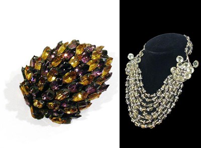Lot 2375 - Faux Citrine and Rhinestone Multristranded...