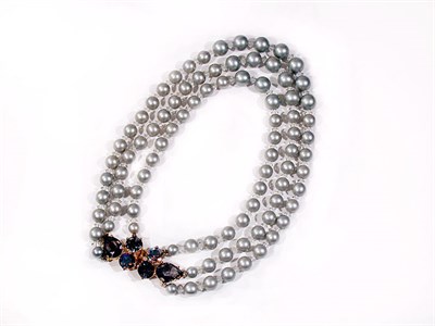 Lot 2321 - Schiaparelli Gray Faux Pearl Necklace French,...