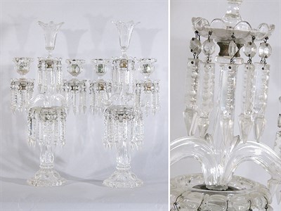 Lot 2404 - Pair of Baccarat Style Colorless Pressed Glass...