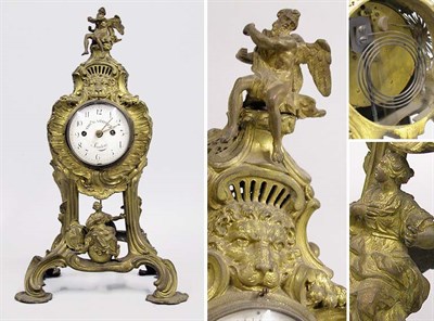 Lot 2326 - Rococo Style Gilt-Bronze Mantel Clock The...