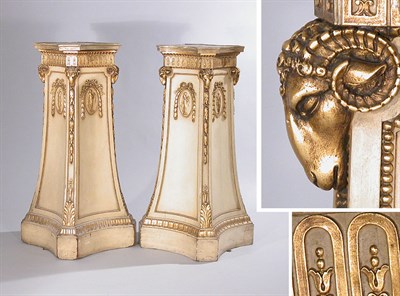 Lot 2601 - Pair of Louis XVI Style Parcel Gilt Painted...