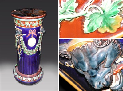 Lot 2620 - Wedgwood Majolica Pedestal Of columnar form,...