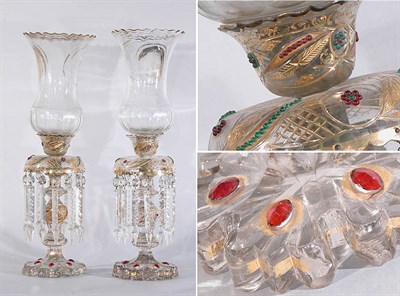 Lot 2405 - Pair of Bohemian Gilt and Cut Glass Lustres...