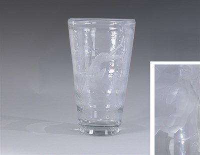 Lot 2494 - Orrefors Engraved Glass Parlfiskare Vase Of...