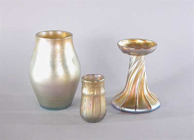 Lot 2524 - Group of Three Tiffany Favrile Glass Articles...