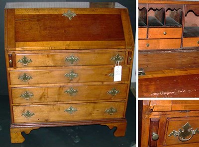 Lot 74 - Chippendale Maple and Mahogany Slant Front...