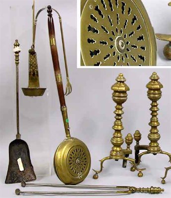 Lot 143 - Pair of Federal Brass Andirons Height 21...
