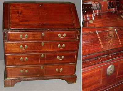 Lot 137 - Chippendale Inlaid Cherry Slant Front Desk The...