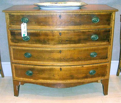 Lot 66 - Federal Inlaid Cherry Bow Front Chest of...