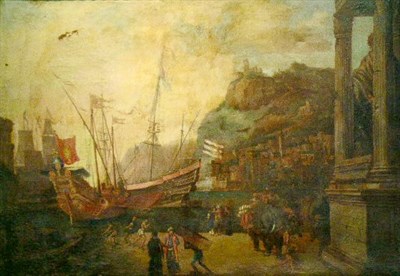 Lot 32 - Flemish School 18th/19th Century BUSTLING PORT...