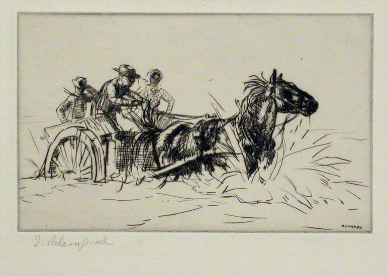 Lot 136 - Edmund Blampied FORDING THE STREAM; OLD PIER...