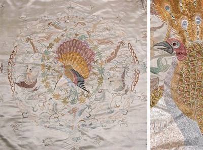 Lot 3419 - Large Asian Hand Embroidered Canopy Possibly...