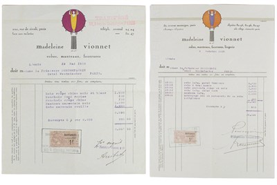 Lot 3423 - Two Vionnet Receipts French, 1923 Both made...
