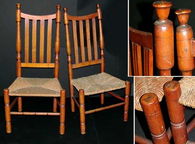 Lot 218 - Pair of American Bannister Back Rush Seat Side...