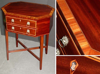Lot 97 - Federal Inlaid Mahogany Two-Drawer Work Table...