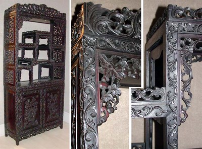 Lot 2601 - Chinese Teak Etagere Height 7 feet, width 39...