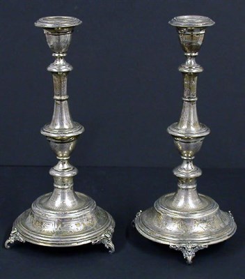 Lot 190 - Pair of Continental Silver Candlesticks 19th...