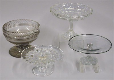 Lot 150 - Group of Three Glass Footed Cake Plates and a...