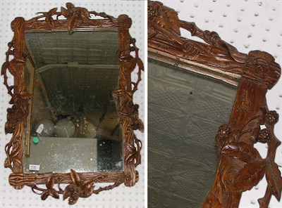 Lot 99 - Fruitwood Framed Mirror Carved with leaves and...