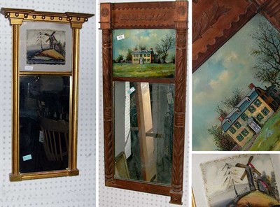 Lot 127 - Walnut and Eglomise Mirror Together with a...