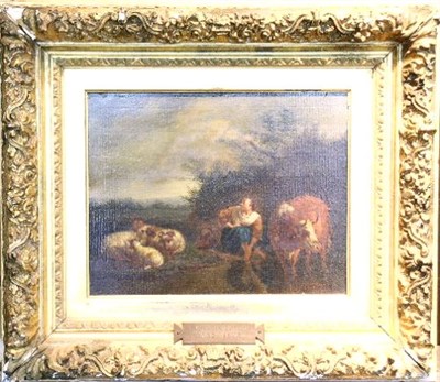 Lot 80 - Circle of Adriaen Van de Velde WATERING HOLE...