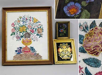Lot 170 - Group of Three Framed Tinsel Paintings Height...